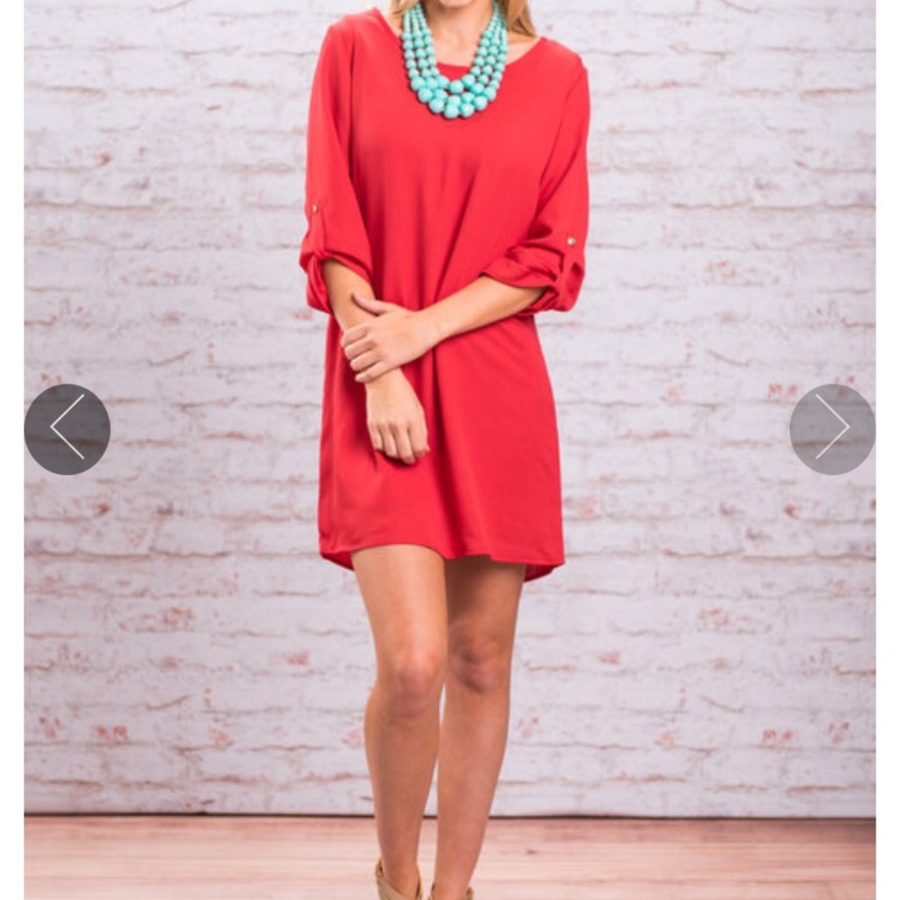 Red shift dress